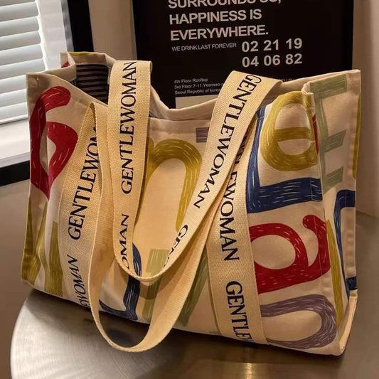 Sac fourre-tout décontracté en toile imprimée pour femme