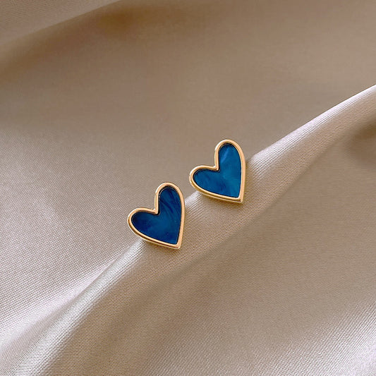 Women Fashion Simple Blue Love Earrings