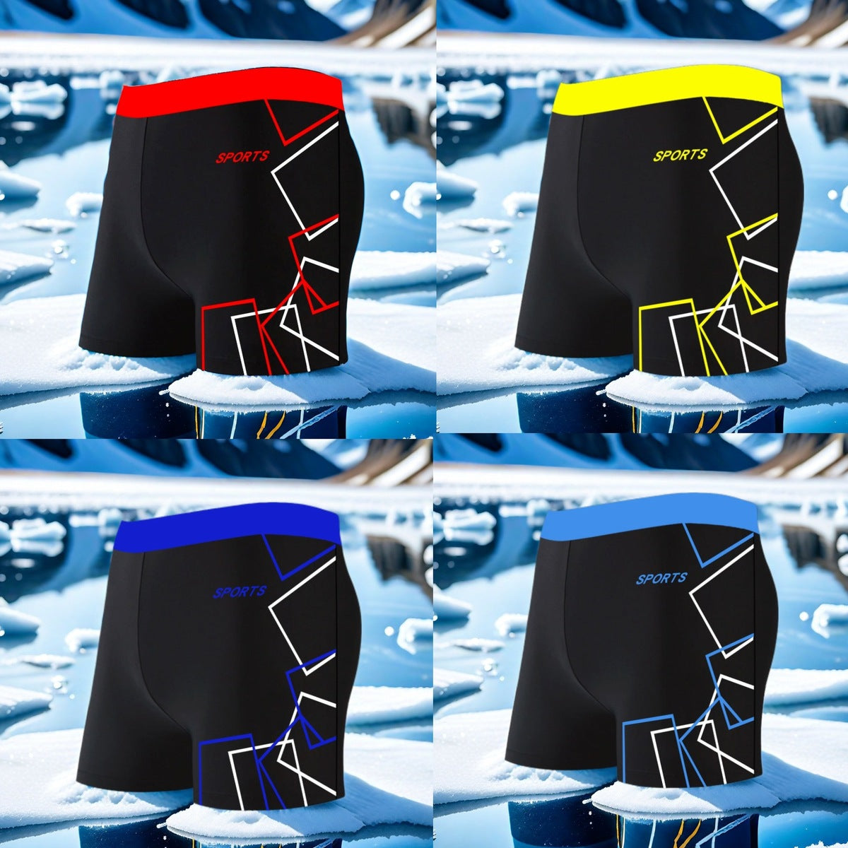Traje de baño con estampado de letras y colores a juego para hombre