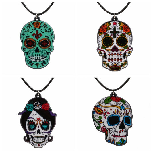 Collar de calavera y rosa de Halloween para mujer