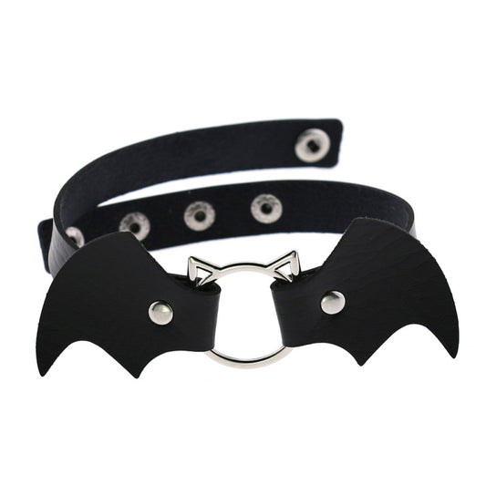 Halloween Women Gothic Bat Pu Leather Chokers