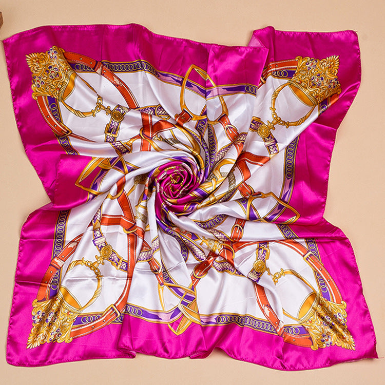 Bufanda de seda cuadrada grande con estampado floral para mujer, accesorio elegante