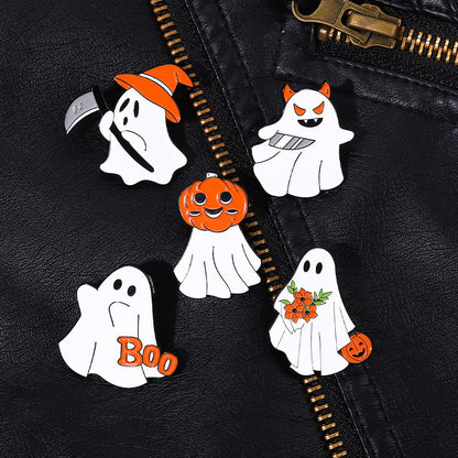 Broche en alliage motif citrouille fantôme pour femme, amusante, à la mode pour Halloween