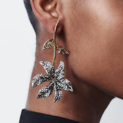 Creative Floral Alloy Zircon Earrings for Women