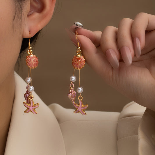 Fashion Ocean Wind Starfish Shell Sea Earrings