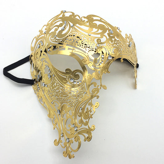 Máscaras de media cara de metal recortadas vintage de Halloween para adultos