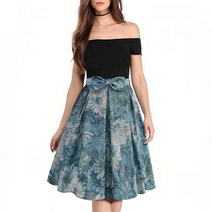 Falda plisada con lazo y estampado floral elegante para mujer