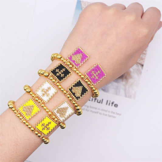 Bohemian Gold Beads Cross Heart Design Bracelet
