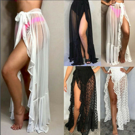 Mesh Skirt Beach Coverup in Chiffon Fabric