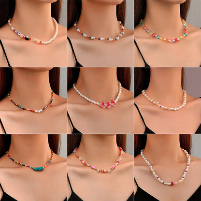 Collar bohemio de cuentas multicolores para mujer