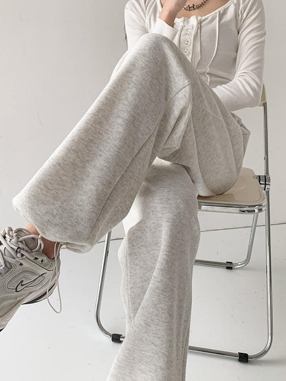 Pantalones deportivos casuales de cintura alta con cordón de color sólido para mujer