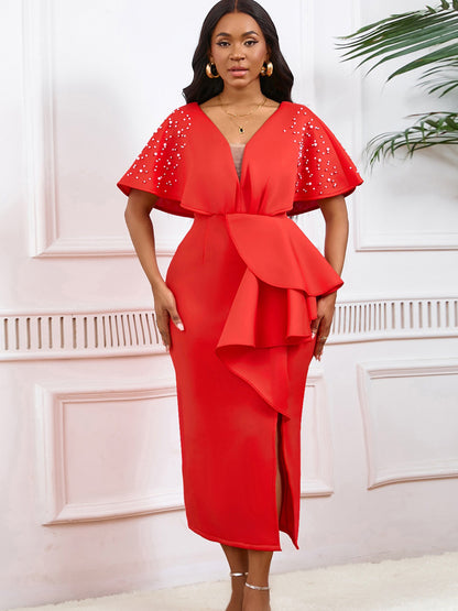 Women Fashion Elegant Irregular Plus Size Dress