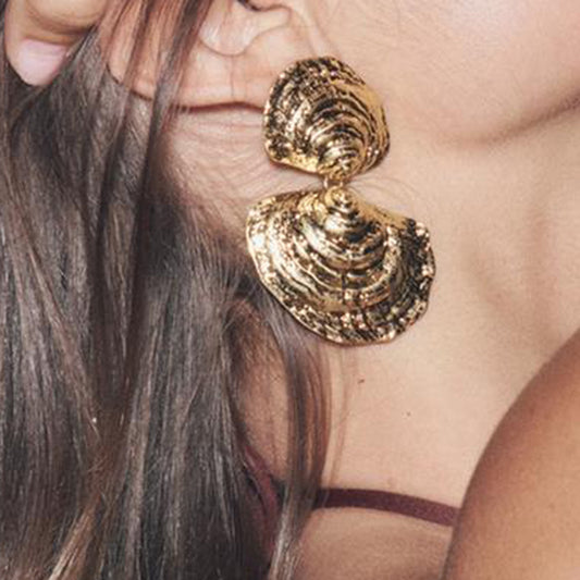 Personalized Geometric Alloy Shell Earrings