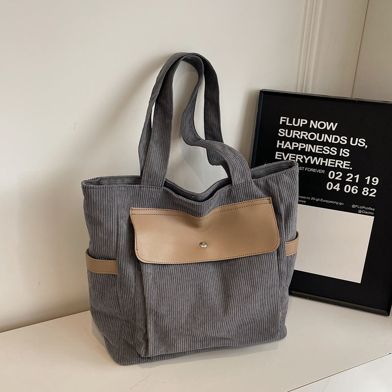 Large Capacity Retro Women Corduroy Bag