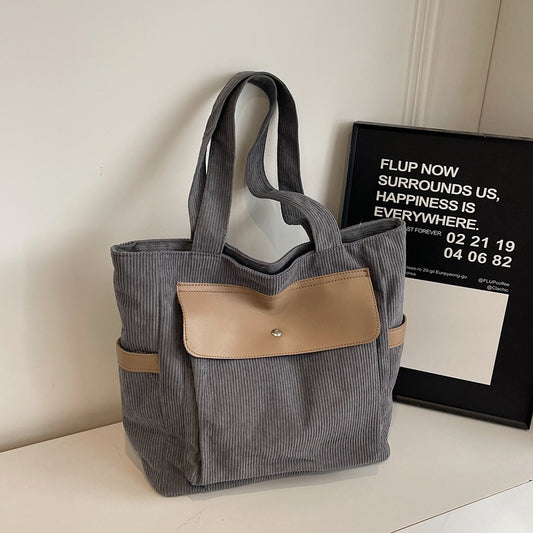 Large Capacity Retro Women Corduroy Bag