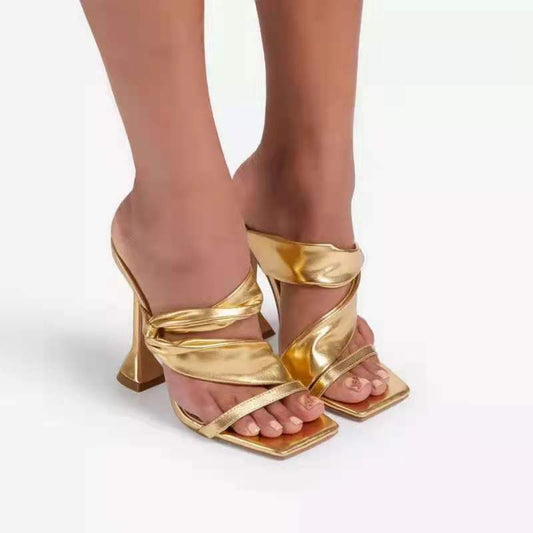 Women Fashion Solid Color Pleated High Heel Shoes