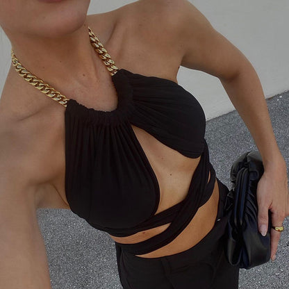 Top corto sexy con tirantes para mujer
