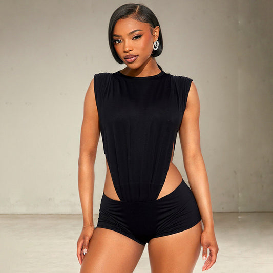 Women Fashion Sleeveless Bodysuit and Shorts Set
