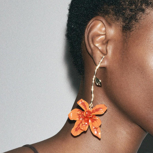 Exaggerated Floral Metal Earrings Personality Style Accessories