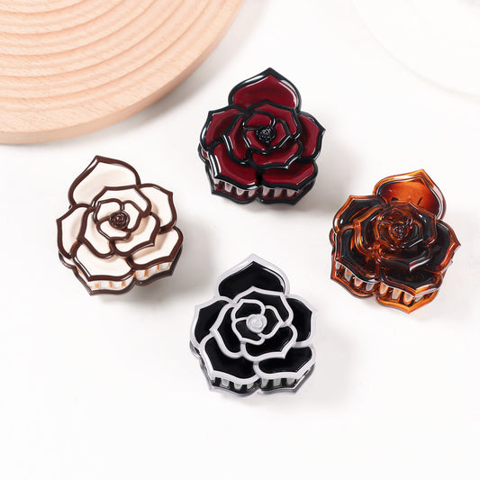 Fashion Rose Floral Grab Clip with PVC Material