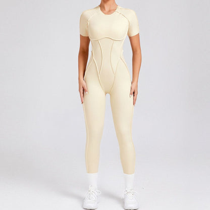 Women Fashion Solid Color Short-Sleeve Jumpsuits