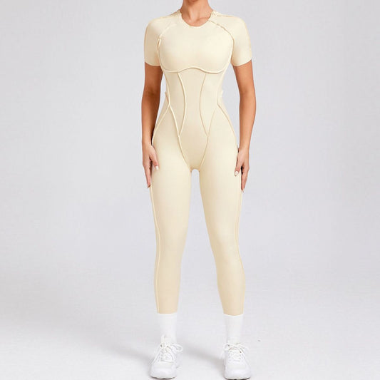 Women Fashion Solid Color Short-Sleeve Jumpsuits