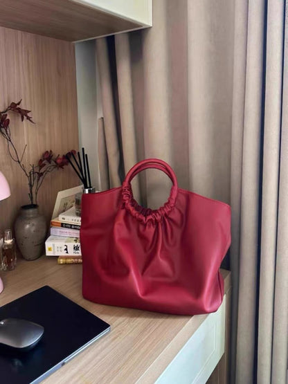Sac à main plissé simple et tendance pour femme, couleur unie, grande capacité
