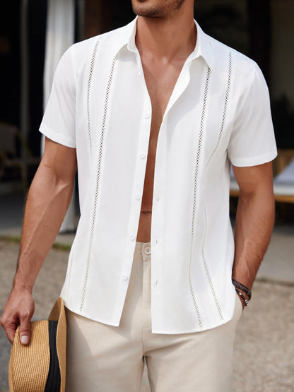 Men's Fashion Casual Solid Color Short-Sleeve Shirt