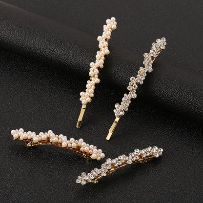 Fashion Pearl Rhinestone Clip Alloy Women Hairpin