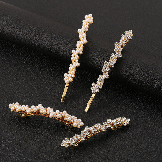 Fashion Pearl Rhinestone Clip Alloy Women Hairpin