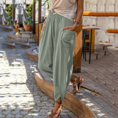 Women's Casual Solid Color Loose Pocket Pants