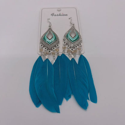 Pendientes bohemios con cuentas de cristal en forma de pétalo hueco para mujer