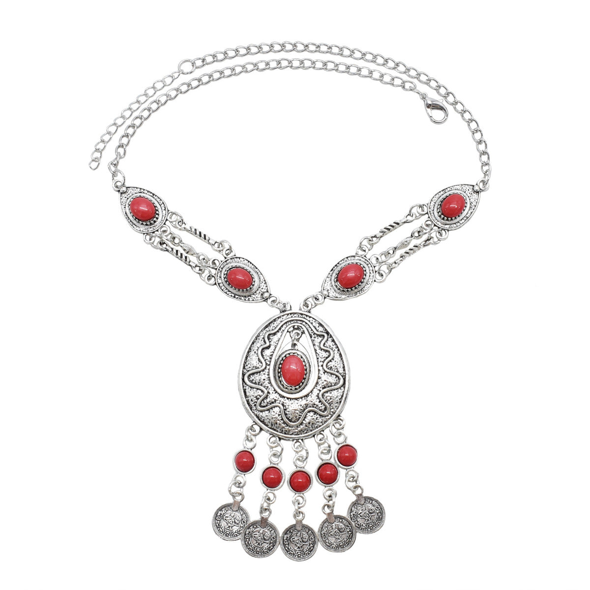 Collar de aleación con borlas bohemias para mujer
