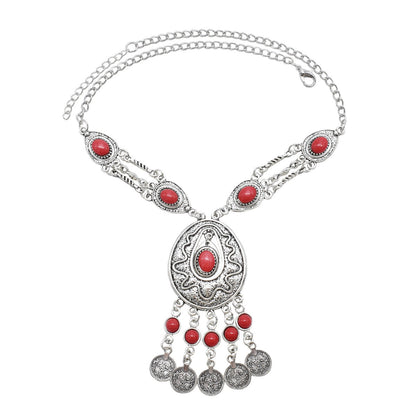 Collar de aleación con borlas bohemias para mujer