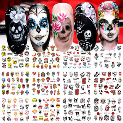 Halloween Series Funny Skull Bone Ghost Diy Nail Sticker