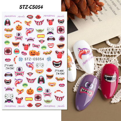 Halloween Skull Autumn Maple Leaf Pumpkin Ghost Nail Stickers