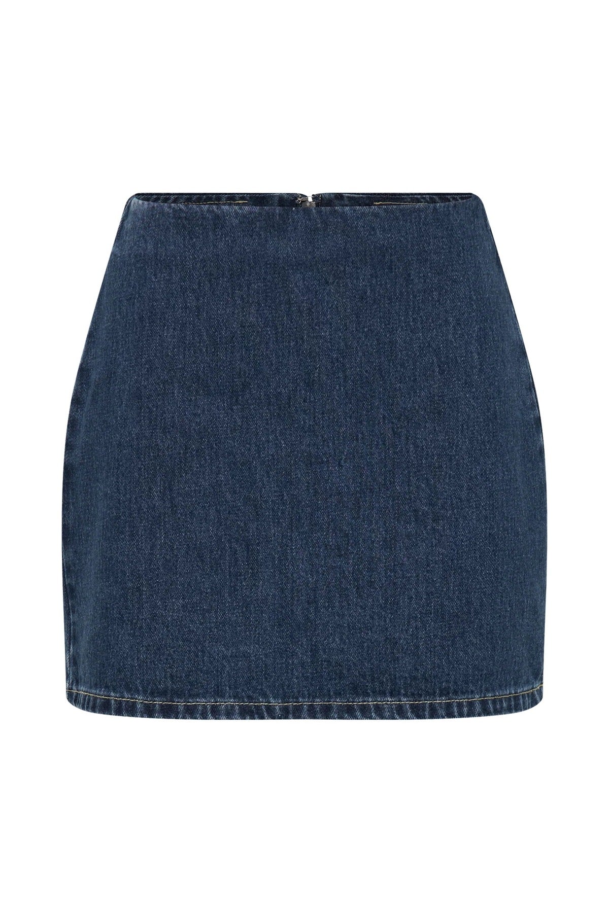 Women Fashion Lapel Short Sleeve Button Denim Top High Waist Skirt Two-Piece Set