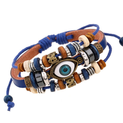 Bohemian Luck Eye 3-Layer PU Leather Bracelet