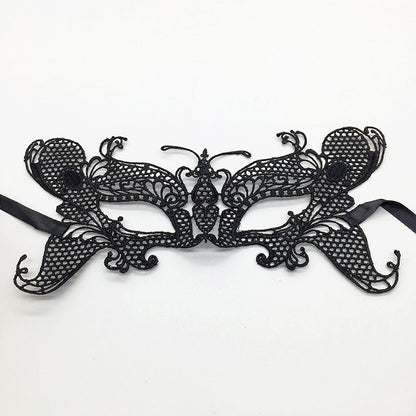 Masque de mascarade simple en dentelle noire pour femme, idéal pour une fête