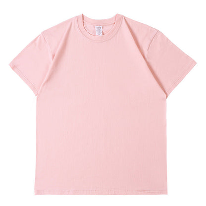 Camiseta informal de manga corta con cuello redondo y color liso para hombre y mujer