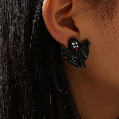 Halloween Resin Ghost Pumpkin Earrings for Women