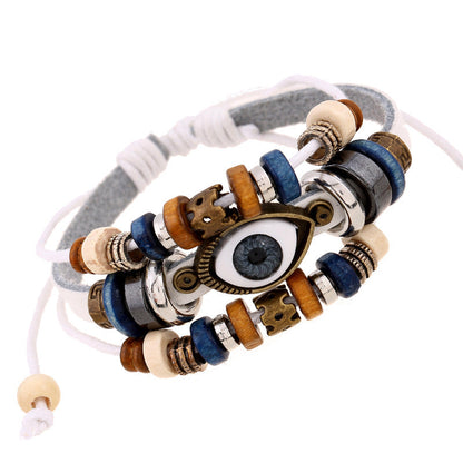 Bohemian Luck Eye 3-Layer PU Leather Bracelet