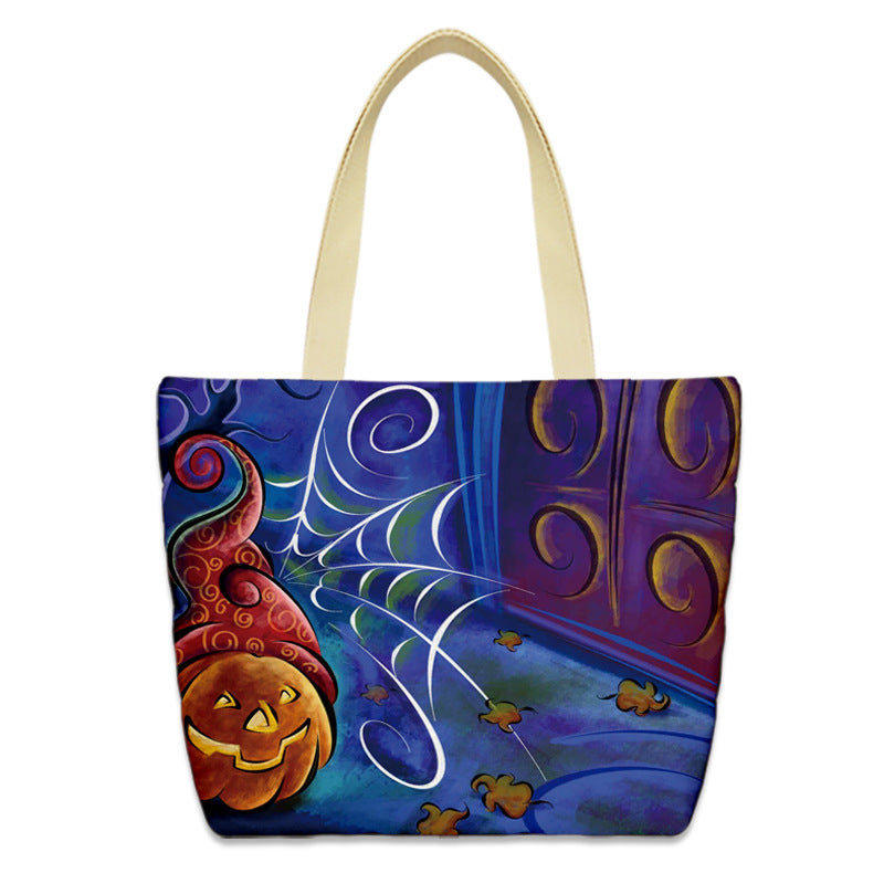 Bolso de lona con diseño de calabaza de Halloween para mujer