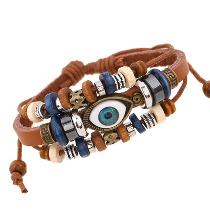 Bohemian Luck Eye 3-Layer PU Leather Bracelet