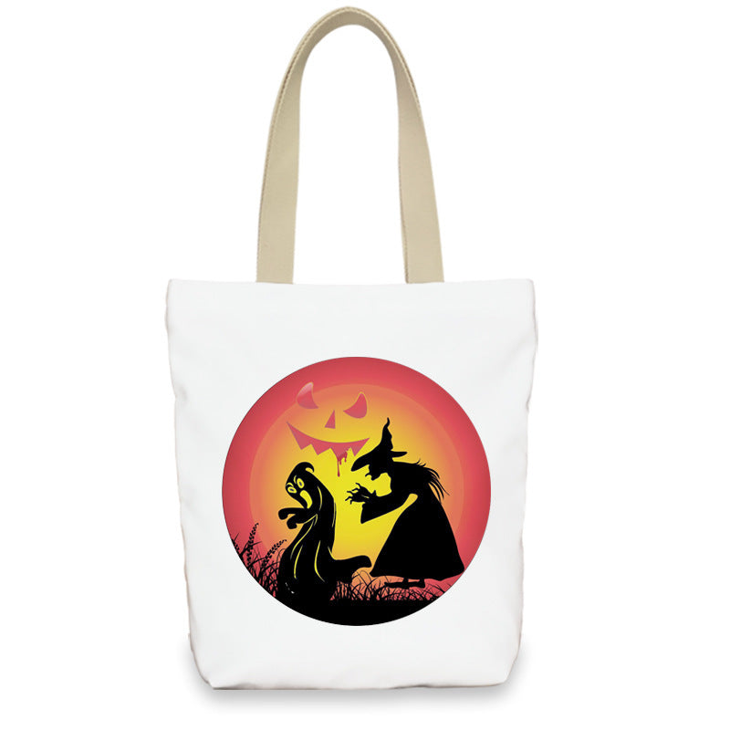 Bolso de lona con diseño de calabaza de Halloween para mujer