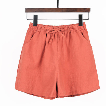 Women Linen Cotton Sports Casual Wide Leg Shorts