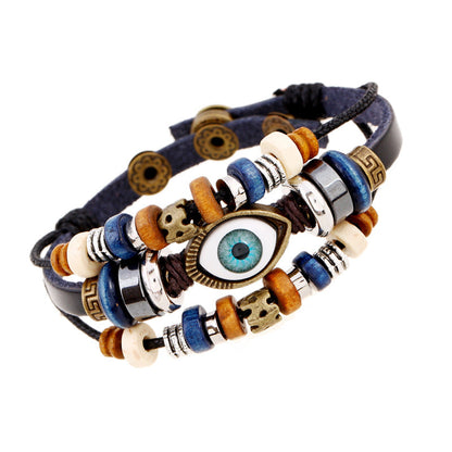 Bohemian Luck Eye 3-Layer PU Leather Bracelet