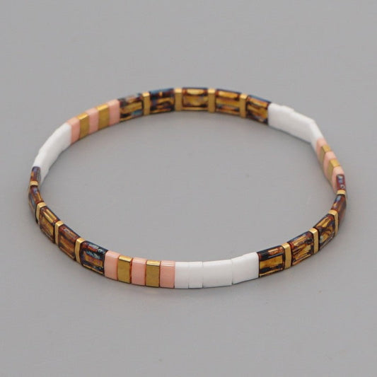 Women Bohemian Vintage Multicolor Flat Beads Bracelet
