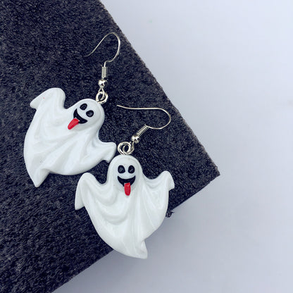 Pendientes colgantes de Halloween para mujer, divertidos, con esqueleto, fantasma, calabaza, gato y búho