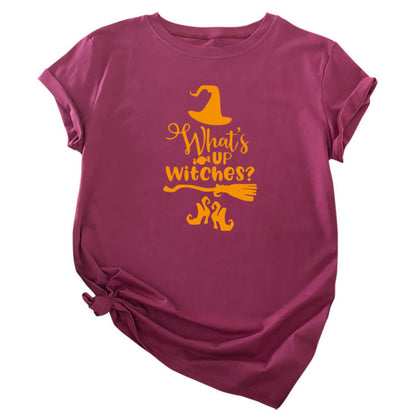 Camiseta informal de Halloween con cuello redondo y manga corta para mujer